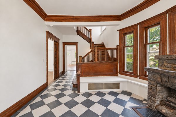 The foyer looking back toward the staircase and the entry